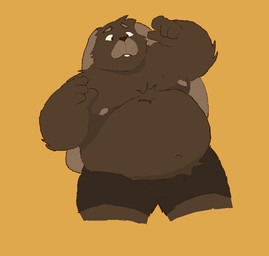 @barnibun anthro belly brown_body male overweight overweight_male solo lagomorph leporid mammal rabbit