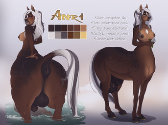 animal_genitalia anus balls big_anus big_balls big_sheath blush breasts butt equine_anus fully_sheathed genitals gynomorph gynomorph_taur huge_sheath intersex intersex_taur looking_at_viewer looking_back nipple_piercing nipples nude piercing presenting presenting_hindquarters puffy_anus quadruped sheath solo bonnie_bovine anri_(bonnie_bovine) equid equid_taur equine mammal mammal_taur taur 2021 digital_media_(artwork) model_sheet