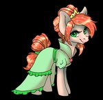 closed_smile clothed clothed_female clothed_feral clothing crown dress eyelashes female feral green_clothing green_dress green_eyes hair headgear looking_at_viewer mane mouth_closed orange_body red_hair red_mane red_tail side_view smile smiling_at_viewer solo standing tail tiara milk-jug hasbro my_little_pony fan_character sugarcup_(milk-jug) equid equine horse mammal pony 2012 alpha_channel colored digital_drawing_(artwork) digital_media_(artwork)