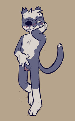 andromorph anthro big_clitoris blush clitoris erection fur genitals intersex nude shy simple_background smile solo vulva openfracturesday domestic_cat felid feline felis mammal absurd_res digital_media_(artwork) hi_res trans_(lore)
