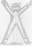 anthro bound breasts female gag gagged genitals nude pussy solo torture reddragonkan fighting_foodons clawdia_dia animal_humanoid felid feline humanoid mammal mammal_humanoid full-length_portrait monochrome portrait traditional_media_(artwork)