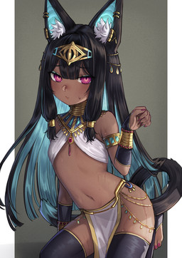 5_fingers animal_ears armlet black_body black_fur black_hair black_tail blush bottomwear bracelet clothed clothing dark_body dark_skin ear_piercing ear_ring egyptian egyptian_clothing feet female fingers flat_chested fur hair inner_ear_fluff jewelry loincloth long_hair navel piercing ring_piercing skimpy solo tail toes tuft young mimi_crutix animal_humanoid cat_humanoid felid felid_humanoid feline feline_humanoid humanoid mammal mammal_humanoid absurd_res hi_res