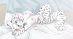 5_fingers anthro areola bed big_breasts blue_eyes breasts eyebrows eyelashes feet female fingers fur furniture genitals hair leucistic long_hair lying nipples nude pussy simple_background smile solo striped_body striped_fur stripes teeth toes white_background white_body white_fur white_hair naomi-tyan melody_(sakuradlyall) felid mammal pantherine tiger absurd_res hi_res