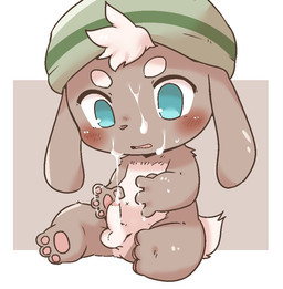 anthro balls blush bodily_fluids brown_body brown_fur clothing countershading cum cum_on_chin cum_on_face cum_on_hand cum_on_own_face cum_on_self cum_string erection fur genital_fluids genitals hair hat hat_only head_tuft headgear headgear_only headwear headwear_only looking_down male mostly_nude navel open_mouth pawpads penis shota simple_background sitting solo tuft white_hair young young_anthro young_male doneru ajitama canid canine canis domestic_dog mammal