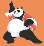 anthro asian_clothing bulge clothing dancing east_asian_clothing exposed_belly festival fundoshi japanese_clothing male overweight overweight_male smile solo topwear underwear hypnokoo dreamworks kung_fu_panda master_po_ping bear giant_panda mammal hi_res