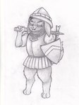 ambiguous_gender anthro armor cuirass headgear helmet shield solo warhammer_(weapon) weapon_on_shoulder vulnec nintendo pokemon eevee generation_1_pokemon pokemon_(species)