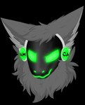 alpha_channel anthro biped body_hair c.a.m. canid canine canis digital_drawing_(artwork) digital_media_(artwork) digitigrade fluffy fluffy_ears fluffy_hair fluffy_neck_fur fur glowing glowing_body glowing_eyes green_body green_eyes grey_body grey_fur grey_hair hair head_tuft headshot_portrait hi_res jackal kytcrafts machine male mammal metal metallic_body portrait protogen protogen_face protogenized screen screen_face smile solo tuft yuri_chacal