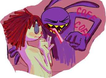 anthro blush button_(fastener) doll eyes_closed female hair long_ears long_tongue male male/female nude pink_tongue purple_ears rag_doll_(toy) red_hair red_nose sharp_teeth teeth text tongue yellow_teeth light-koe-pinsky glitch_productions the_amazing_digital_circus jax_(tadc) ragatha_(tadc) animate_inanimate humanoid lagomorph leporid living_doll living_toy mammal rabbit hi_res