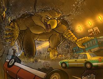 4_toes abs anthro beak biped brown_body brown_fur claws destruction extreme_size_difference feathered_wings feathers feet finger_claws fingers fur looking_at_viewer macro macro_anthro macro_male male muscular muscular_anthro muscular_male nude open_mouth paws pecs rampage size_difference smile solo tail toe_claws toes tunnel vehicle vehicle_destruction wings tyrnn mythology carpo avian gryphon mythological_avian mythological_creature hi_res