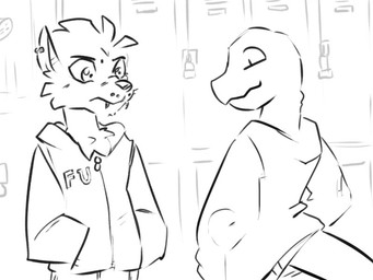 anthro breaking_the_fourth_wall duo inside locker looking_at_viewer male pupils slit_pupils spinater goosebumps mythology canid canine creep_(goosebumps) mammal mythological_canine mythological_creature reptile scalie werecanid werecanine werecreature werewolf 2d_animation 4:3 animated black_and_white monochrome