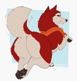 cartoon_style female feral fluffy fluffy_tail kerchief pawpads paws side_view solo standing tail tail_motion tailwag three-quarter_view naughtystray balto_(series) universal_studios jenna_(balto) canid canine canis domestic_dog husky mammal nordic_sled_dog siberian_husky spitz invalid_tag absurd_res digital_media_(artwork) hi_res