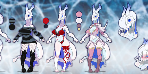 angry anthro armor belly black_boots black_clothing black_footwear blue_body blue_eyes blue_hair boots bottomwear bow_ribbon bra claws clothing dragon_scales dragon_tail female fishnet_clothing fishnet_legwear footwear hair horn legwear long_hair navel nipples panties pants pattern_clothing pink_armor pink_boots pink_clothing pink_footwear pink_stockings red_bow red_bra red_clothing red_panties red_underwear scales shoes shy smile solo stockings striped_clothing stripes sweater teeth topwear underwear white_body white_hair white_horn bisamon mythology dragon mythological_creature mythological_scalie scalie absurd_res digital_drawing_(artwork) digital_media_(artwork) hi_res huge_filesize model_sheet