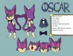 clothed clothing green_eyes looking_at_viewer solo oscar_the_purrloin nintendo pokemon fan_character oscar_(purrloin) generation_5_pokemon pokemon_(species) purrloin 2014 absurd_res cel_shading hi_res model_sheet shaded