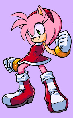 anthro clothed clothing dress female footwear hair looking_at_viewer pose shoes short_hair simple_background smile solo randomguy999 sega sonic_the_hedgehog_(series) amy_rose eulipotyphlan hedgehog mammal absurd_res hi_res