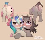 anus blue_tail butt choker clitoral_winking clitoris clothed clothed_feral clothing cutie_mark dress duo equine_anus equine_vulva female feral genitals grey_body grey_hair grey_tail hair heart_eyes heart_symbol hooves horn jewelry long_hair necklace purple_eyes quadruped tail text thick_thighs vulva white_body cold-blooded-twilight friendship_is_magic hasbro my_little_pony mythology octavia_(mlp) vinyl_scratch_(mlp) earth_pony equid equine horse mammal mythological_creature mythological_equine pony unicorn artist_name english_text hi_res