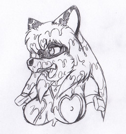 anthro bodily_fluids breasts cum cum_covered cum_everywhere cum_in_hair cum_on_face female genital_fluids hair messy nipples open_mouth solo kitsune_youkai condom_crusader_(series) firecat rubber_lass canid canine fox mammal 2016 monochrome
