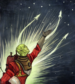 abstract_background ambiguous_gender armor bright_brotherhood_(fallout) cosmic_background glowing glowing_body googie_aesthetic green_body headgear helmet holding_armor holding_headgear holding_helmet holding_object missing_nose new_vegas not_furry outstretched_hand raised_hand rocket_ship side_view solo spacecraft spacesuit star vehicle leona-florianova fallout microsoft jason_bright_(fallout) ghoul_(fallout) glowing_one_(fallout) humanoid 2017 english_description hi_res male_(lore)