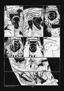 10_panel_comic ambiguous_gender anthro attack biped black_eyes black_hair black_text clothed clothing ellipsis emphatic_ellipsis exclamation_point eyebrows eyes_closed falling fingers fur glowing glowing_eyes group hair holding_melee_weapon holding_object holding_weapon looking_at_another male melee_weapon motion_lines page_number sharp_teeth speech_bubble tail teeth text tongue trio weapon white_sclera white_text wounded leprzil crocodile crocodilian domestic_cat felid feline felis mammal mummy murid murine oriental_shorthair rat reptile rodent scalie undead 2026 artist_name comic english_text hi_res monochrome url