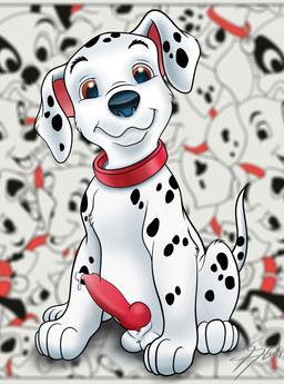 animal_genitalia balls black_nose bodily_fluids brown_eyes collar erection feral fur genital_fluids genitals looking_at_viewer male penis precum solo spots white_body year young young_feral young_male conditional_dnp lobofeo 101_dalmatians disney lucky_(101_dalmatians) canid canine canis dalmatian domestic_dog mammal 2015 absurd_res hi_res