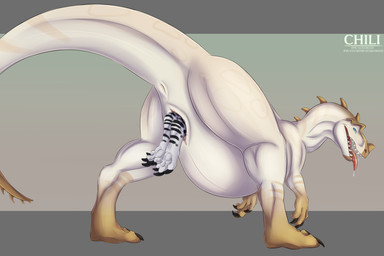 anthro anthro_on_feral anus belly bestiality big_belly duo female female/female feral genitals raised_tail simple_background size_difference tail tail_anus thick_tail unbirthing vaginal vaginal_foot_gulp vore chili_(artist) yoghurt_irisiriska allosaurid allosauroid allosaurus dinosaur prehistoric_species reptile saurischian scalie theropod 3:2 hi_res