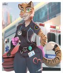 ambulance anthro clothing female gloves handwear hospital medical medical_bag medical_gloves medical_instrument name_tag paramedic scientific_instrument solo stethoscope uniform hinget disney zootopia natasha_katenka felid mammal pantherine tiger hi_res