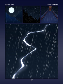blue_border border electricity forest forest_background full_moon light lightning lightning_bolt moon moonlight mountain mountain_range nature nature_background night outside plant raindrop raining storm tent text thunderstorm tree zero_pictured cheeselion2 3:4 absurd_res comic english_text hi_res