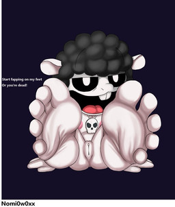 5_toes anthro feet female foot_focus genitals looking_at_viewer solo threatening_viewer toes vulva young nomibuni mob_entertainment nightmare_critters poppy_playtime baba_chops_(poppy_playtime) nomibun_(nomi0w0xx) bovid caprine mammal sheep