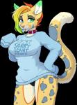 anthro breasts clothed clothing collar female fur heterochromia markings simple_background smile solo spots spotted_body spotted_fur transparent_background zyira enreeu felid feline leopardus mammal ocelot 2019 alpha_channel digital_media_(artwork) hi_res