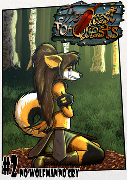 anthro armor bodily_fluids bottomwear brown_hair clothing fantasy female forest fur hair large_spitz long_hair medieval miniskirt plant red_eyes scared skirt tears tree white_body white_fur yellow_body yellow_fur conditional_dnp zaiksmckraven the_quest_for_quests tqfq madlaine_mckraven canid canine canis domestic_dog german_spitz mammal spitz absurd_res comic hi_res
