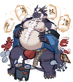 anthro asian_clothing barazoku barbecue beard belly blue_clothing body_hair bulge claws clothed clothing east_asian_clothing facial_hair feral fundoshi group hair japanese_clothing lamp lantern looking_at_viewer male moobs musclegut muscular nipples overweight overweight_anthro overweight_male paper_lantern partially_clothed red_clothing red_underwear seashell shell simple_background solo_focus steam tail toe_claws underwear white_background white_body_hair white_hair yellow_claws kulplant asian_mythology dragon_island east_asian_mythology mythology moze_(character) ambient_arthropod ambient_crab ambient_crustacean ambient_lobster ambient_sealife aquatic bivalve dragon eastern_dragon mollusk mythological_creature mythological_scalie scalie