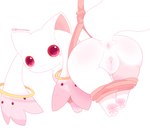 anus bound butt female feral fur genitals legs_tied looking_at_viewer looking_back looking_back_at_viewer pawpads paws pussy red_eyes rope simple_background solo tail white_background white_body white_ears white_fur white_tail misumasu puella_magi puella_magi_madoka_magica kyubey incubator_(puella_magi) hi_res