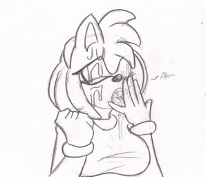 accessory anthro big_breasts bodily_fluids breasts bukkake cum cum_on_face cum_on_hand eyes_closed female genital_fluids hair_accessory hairband hand_lick licking_cum looking_pleasured moan open_mouth solo tongue tongue_out justsomeidiotonline sega sonic_the_hedgehog_(series) amy_rose eulipotyphlan hedgehog mammal hi_res sketch