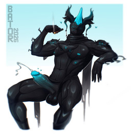 balls black_body cigar erection genitals glans humanoid_genitalia humanoid_penis male penis sitting solo bator_exe digital_extremes tencent warframe warframe_(species) 2026 absurd_res dated hi_res