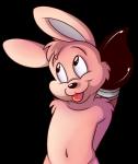 anthro black_nose brush fur male mascot navel paintbrush pink_body pink_fur simple_background slightly_chubby solo tongue tongue_out transparent_background roarey_raccoon inkbunny inkbunny_(character) lagomorph leporid mammal rabbit alpha_channel hi_res