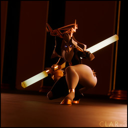 5_fingers anklet anthro antlers beads big_breasts black_clothing black_topwear black_vest blue_eyes breasts capelet clothed clothed_anthro clothed_female clothing club_(weapon) crouching depth_of_field determined dream_breaker_(pseudoregalia) dutch_angle female female_anthro fingers floppy_ears fur glowing glowing_eyes gold_(metal) gold_anklet gold_hooves gold_jewelry grey_body grey_fur holding_club holding_melee_weapon holding_object holding_weapon hooves horn inside jewelry long_ears lop_ears melee_weapon nun_outfit nun_veil prayer_beads short_snout slim_anthro slim_female solo thick_thighs topwear unguligrade vest weapon white_capelet white_clothing thenicedragon warfaremachine_(modeler) pseudoregalia sybil_(pseudoregalia) warfare_sybil bovid caprine goat hybrid jackalope lagomorph mammal 1:1 2024 3d_(artwork) digital_media_(artwork) full-length_portrait hi_res portrait watermark