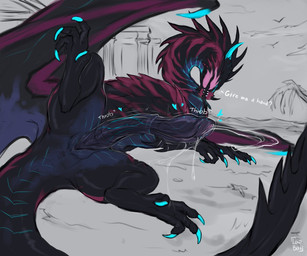 animal_genitalia anus big_penis blue_claws bodily_fluids claws dark_body digitigrade dripping excessive_genital_fluids excessive_precum feral genital_fluids genital_slit genitals glowing glowing_claws grey_background heart_symbol huge_penis long_penis male penis precum precum_drip precum_squirt red_body relaxing requesting sex_request simple_background solo sound_effects spread_legs spreading talking_to_viewer throbbing throbbing_penis unusual_anatomy unusual_genitalia unusual_penis vein veiny_penis wings laobai mythology bai_(laobai) dragon_bai_(laobai) dragon mythological_creature mythological_scalie scalie