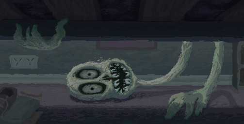 ambiguous_gender detailed_background floor green_body green_skin horror_(theme) inside looking_at_viewer peaking solo teeth demensa skibidi_toilet humanoid monster monstrous_humanoid 2025 digital_media_(artwork) hi_res pixel_(artwork)