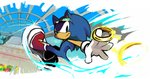 anthro biped blue_body blue_fur clothing extreme_gear eyewear eyewear_on_head footwear fur gloves gold_(metal) handwear holding_object hoverboard male ring_(sonic) shoes smile solo sunglasses sunglasses_on_head niwa0w0 sega sonic_riders sonic_the_hedgehog_(series) sonic_the_hedgehog eulipotyphlan hedgehog mammal 2010 digital_media_(artwork)