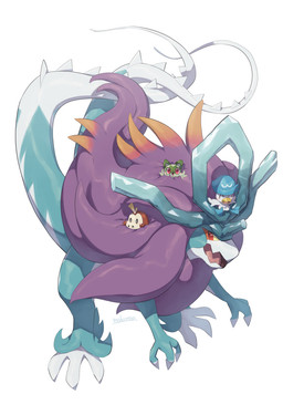 2_tails 3_claws 3_fingers ambiguous_gender beak biped black_eyes blue_body blue_feet blue_hair blue_horn blue_tail blush carrying_another claws eyes_closed feathers feet feral fingers fur fur_tuft green_body green_ears green_fur group hair horn mane mane_hair membrane_(anatomy) multi_tail multicolored_body multicolored_mane on_head open_mouth pink_tongue purple_mane quadruped red_body red_eyes riding shadow simple_background straddling tail toes tongue tuft two_tone_body two_tone_mane two_tone_tail webbed_feet white_background white_body white_claws white_feathers white_tail yellow_beak makotoo nintendo pokemon ancient_pokemon fuecoco generation_9_pokemon paradox_pokemon pokemon_(species) quaxly sprigatito walking_wake colored digital_media_(artwork) digital_painting_(artwork) hi_res painting_(artwork) signature