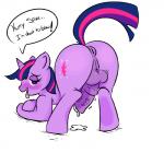 2014 ahegao animal_genitalia anus balls blush cum cutie_mark dialog english_text equine feral friendship_is_magic fur hair half-closed_eyes herm horn horse horsecock intersex littleolcatballs looking_back mammal my_little_pony penis plain_background pony purple_eyes purple_fur purple_hair pussy solo text tongue tongue_out twilight_sparkle_(mlp) unicorn white_background
Rating: Explicit
Score: 4
User: ultragamer89
Date: April 22, 2014