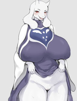 2_horns 5_fingers anthro bedroom_eyes big_breasts big_iris big_nipples biped black_eyebrows blush blush_lines blushing_profusely bodily_fluids bottomless bottomless_anthro bottomless_female breasts clothed clothing clothing_lift delta_rune_(emblem) eyebrows eyelashes fangs female female_anthro fingers flashing flashing_pussy floppy_ears fur genitals grey_background horn huge_breasts huge_nipples humanoid_hands innie_vulva iris legs_together light_body light_fur long_ears looking_at_viewer lop_ears mature_anthro mature_female monotone_background multicolored_clothing multicolored_robe narrowed_eyes nipple_outline nipples no_underwear open_mouth open_smile overweight overweight_anthro overweight_female pink_tongue print_clothing print_robe pupils red_blush red_eyes robe robe_lift seductive shadow short_horn simple_background small_horn small_pupils smile smiling_at_viewer snout solo sweat sweaty_body sweaty_fur sweaty_legs sweaty_thighs symbol teeth thick_eyelashes thick_thighs three-quarter_view tongue vulva white_body white_ears white_fur white_horn white_sclera nidore undertale undertale_(series) toriel boss_monster_(undertale) bovid caprine goat mammal 2025 colored detailed digital_drawing_(artwork) digital_media_(artwork) hi_res portrait three-quarter_portrait