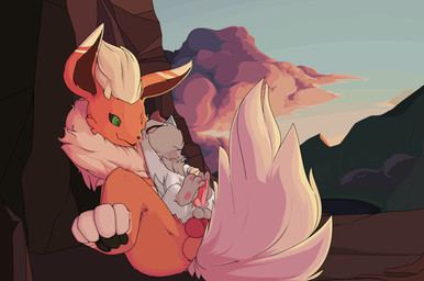 anal anal_penetration animal_genitalia animal_penis canine_genitalia canine_penis duo erection feral genitals knot male male/male male_penetrated male_penetrating male_penetrating_male mountain penetration penis sex size_difference smaller_penetrated sunset jaylus_t_meowstic nintendo pokemon vovo eeveelution flareon generation_1_pokemon generation_3_pokemon pokemon_(species) poochyena absurd_res hi_res