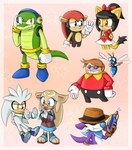 anthro boots clothing electronics female footwear gloves handwear headphones machine male paws quills_(anatomy) sandals shoes toy toy_gun water_gun white_clothing white_gloves white_handwear biko97 archie_comics sega sonic_the_fighters sonic_the_hedgehog_(archie) sonic_the_hedgehog_(comics) sonic_the_hedgehog_(series) dr._eggman fang_the_hunter gold_the_tenrec honey_the_cat mighty_the_armadillo silver_the_hedgehog vector_the_crocodile afrosoricid badnik crocodile crocodilian domestic_cat eulipotyphlan felid feline felis hedgehog human mammal reptile scalie tenrec hi_res