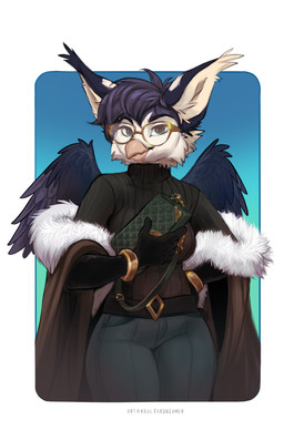 anthro beak biped bottomwear breasts clothed clothed_anthro clothed_female clothing eyewear female fingers front_view fully_clothed fully_clothed_anthro fully_clothed_female glasses hair looking_at_viewer solo standing topwear wings koul inno-sjoa_(character) avian bird 2025 digital_drawing_(artwork) digital_media_(artwork) hi_res