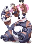 anthro belly big_belly black_nose blush feet humanoid_hands male moobs navel nipples overweight overweight_male sitting solo transformation transformation_sequence white_body nexusthelife lifewonders tokyo_afterschool_summoners alp_(tas) bear giant_panda human mammal 2023 hi_res