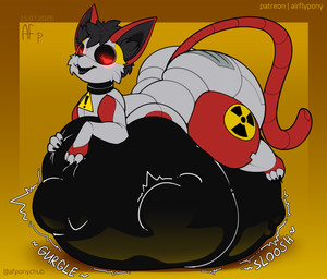 cat_tail glowing glowing_eyes gurgle_(sound_effect) lying machine male sloshing_belly smile solo vore wide_hips airfly-pony robot 2025 digital_media_(artwork) hi_res