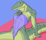 anthro breasts camel_toe clothed clothing female fingers green_body green_scales hand_on_breast non-mammal_breasts pupils scales slit_pupils solo yellow_eyes yellow_sclera f_draws athena_(f_draws) crocodile crocodilian reptile scalie hi_res