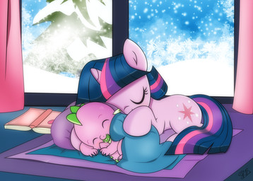 aged_down anthro bedding blanket book cuddling curtains cutie_mark daww duo eyelashes eyes_closed female feral hair horn inside lying male multicolored_hair neonate pacifier pillow plant sleeping snow snowing tree window winter young young_anthro young_feral dsana friendship_is_magic hasbro my_little_pony mythology spike_(mlp) twilight_sparkle_(mlp) dragon equid equine mammal mythological_creature mythological_equine mythological_scalie scalie unicorn 2018 hi_res
