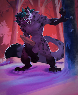 animal_genitalia anthro aroused big_penis bite bite_mark blood bodily_fluids claw_marks claws digitigrade dipstick_tail drooling erection genital_fluids genitals gloves_(marking) holidays horror_(theme) implied_transformation leg_markings leopard_spots long_tail long_teeth looking_at_viewer male markings moon narrowed_pupils nature nude penile_spines penis precum precum_string red_moon saliva socks_(marking) solo spots tail tail_markings sickfreak ice_in_summer_(sftsl) felid feline hybrid mammal panthera pantherine snow_leopard were_snow_leopard werecreature werefelid werefeline hi_res