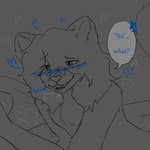 anthro asking bedroom_eyes blue_blush blush dialogue fur hair heart_symbol male narrowed_eyes nude open_mouth seductive simple_background smile solo solo_focus speech_bubble tail talking_to_another teasing teeth text kawattame merchant_lylo_(kawattame) felid mammal pantherine snow_leopard 1:1 comic digital_media_(artwork) english_text hi_res monochrome